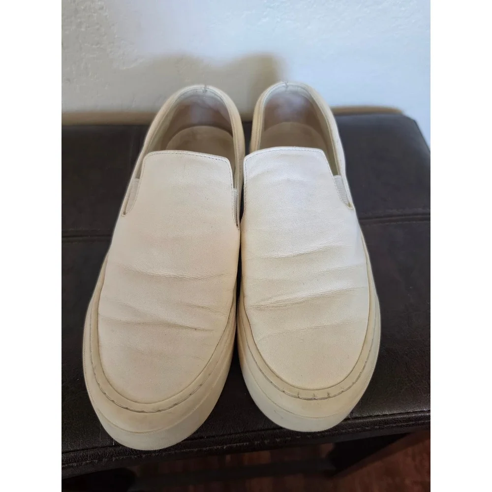 THE ROW Cream Leather Platform‎ Minimalist Old money Slip On Shoes sz 36 US 5.5